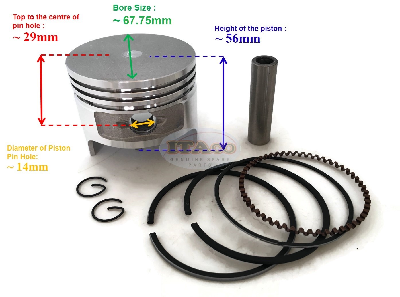 Piston Kit Ring Set 227 23401 03 Robin Subaru EY20 EH18 5HP O S 67 75