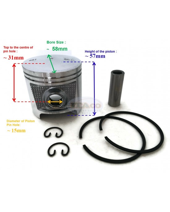 Piston Assy Kit Ring Set 1106 030 2000 for STIHL 070 090 Chainsaw Motor 58mm Engine