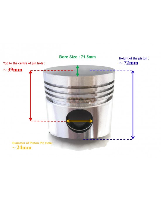 Piston 11111-2111-0 replace Kubota RK50 RV50 DV8 Water Cooled Diesel Tractor Engine DT7 72MM