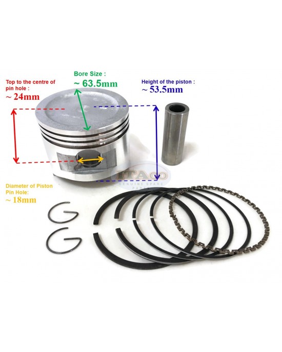 Piston Assy Ring Set 13101-ZE1-010 13010-ZE1-013 014 replaces Honda GX140 5HP 63MM Lawnmower Trimmer Engine