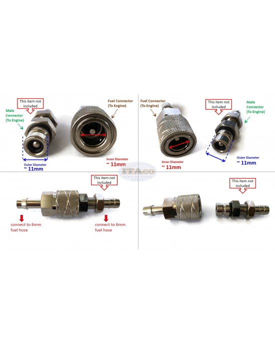 Boat Motor Socket Fuel Line Connector for Suzuki Sierra Outboard 3.5HP - 140HP 65750-98505 18-8062 1/4" 6MM ID 11MM Marine Engine