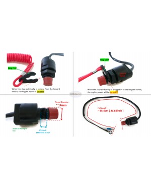 Boat Outboard Motor Emergency Safety Engine Stop switch Assy 6E9-82575-02 689-82575-03 for Yamaha Parsun Makara Outboard Stopswitch Tether Lanyard Engine