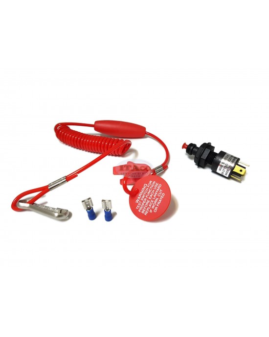 Boat Motor Emergency Cut-Off Switch w/Coiled Lanyard for Johnson Evinrude OMC Outboard 12V Rating 12V DC 10A/450V DC 400ma 2/4 stroke Engine