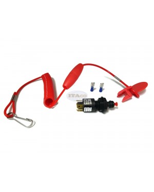 Boat Motor Emergency Cut-Off Switch w/Coiled Lanyard for Johnson Evinrude OMC Outboard 12V Rating 12V DC 10A/450V DC 400ma 2/4 stroke Engine