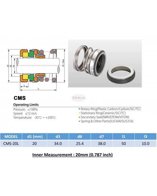 Mechanical Water Pump Shaft Seal Kit KOSHIN Pabool Water Pump 2" SU 50 MM Long Blower Diving Circulating Rotary Ring Plastic Carbon SiC TC Spring Stationary Cermaic